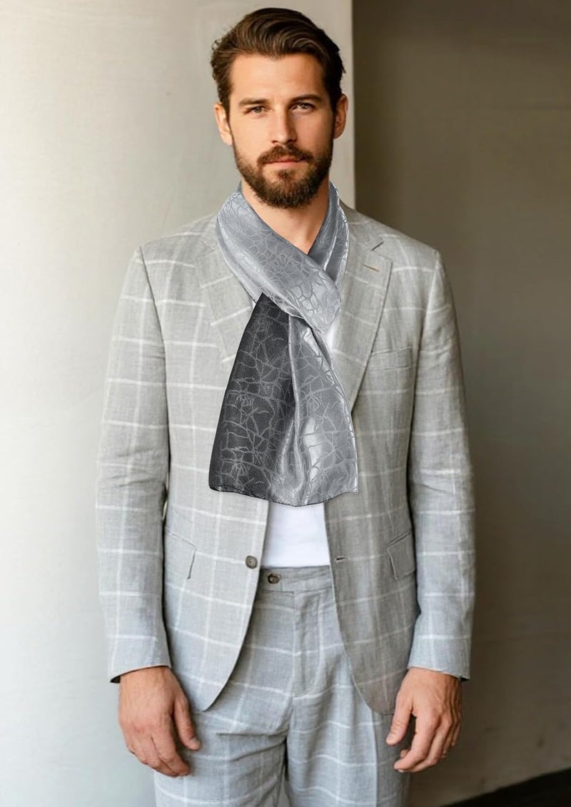 GERINLY Silk Feel Long Scarf for Men, Lightweight Business Dress Shawl Wraps Gentlemen, European Style Suit Scarves - Image 3